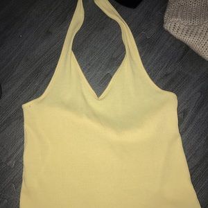 yellow american eagle halter top